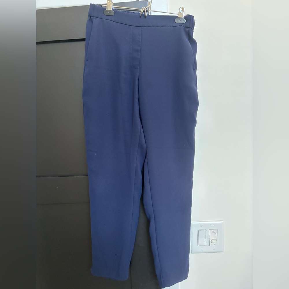 J. Crew Navy Tapered Trousers with Elastic Waistband